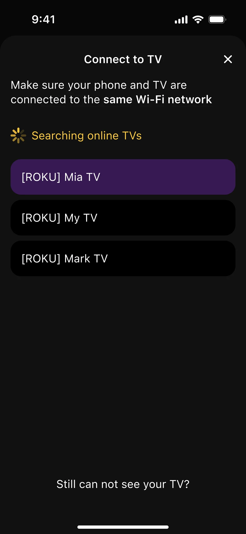 Device Discovery screen