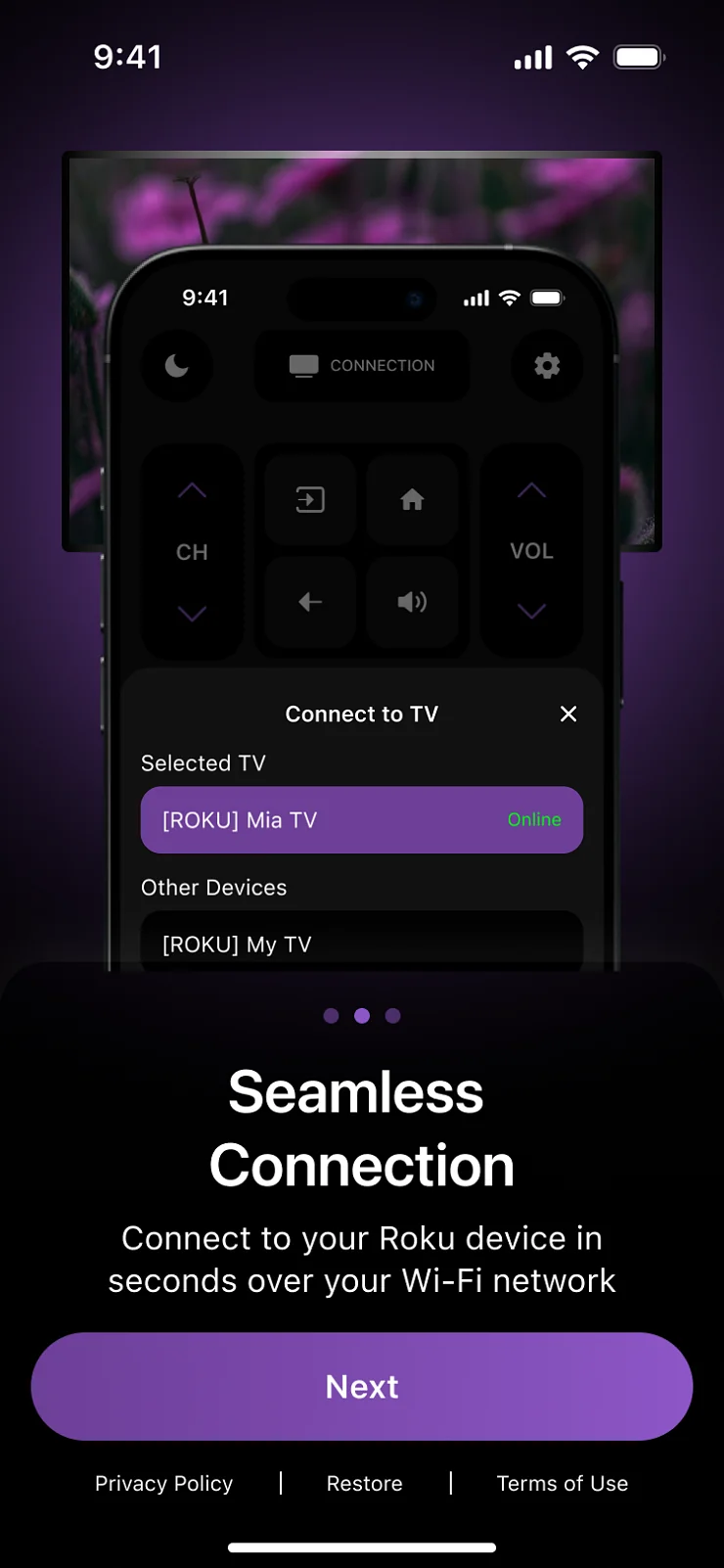 Main Screen of the app